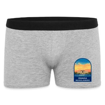 Insigne rétro du coucher de soleil du Parlement du Bangladesh de Dhaka - Boxer Homme - gris chiné - Devant