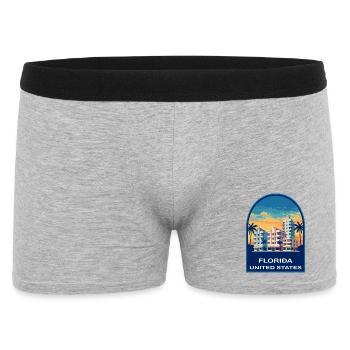 Badge de voyage rétro au coucher de soleil de Miami en Floride - Boxer Homme - gris chiné - Devant
