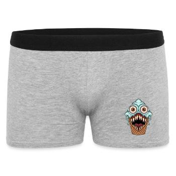 Gruselige, niedliche Monster-Eiscreme - Männer Boxer Shorts - Grau meliert - Vorne