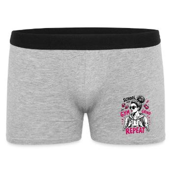Gym Grind Repeat Fitness Sport Fitnessstudio - Männer Boxer Shorts - Grau meliert - Vorne