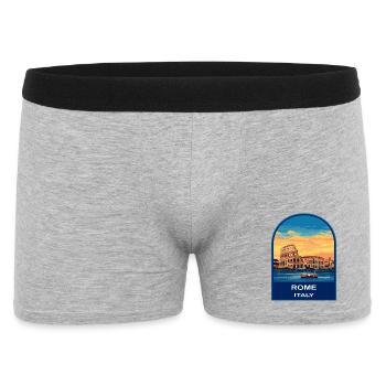 Rom, Italien, Kolosseum Retro Sonnenuntergangs-Reiseabzeichen - Männer Boxer Shorts - Grau meliert - Vorne