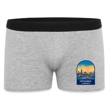 Istanbul Hagia Sophia Sonnenuntergang Retro-Reiseabzeichen - Männer Boxer Shorts - Grau meliert - Vorne
