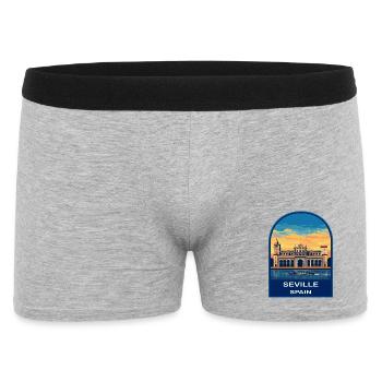 Sevilla, Spanien Plaza de España Retro Sonnenuntergangsabzeichen - Männer Boxer Shorts - Grau meliert - Vorne