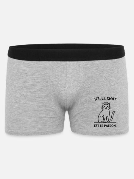 Ici Le Chat Est Le Patron - Boxer Homme - gris chiné