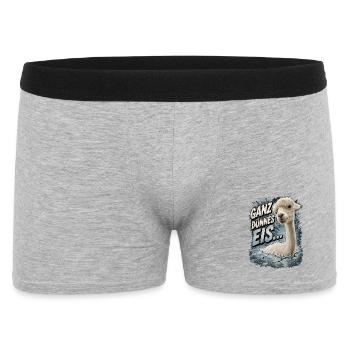 "Ganz dünnes Eis" Alpaka Spruch - Männer Boxer Shorts - Grau meliert - Vorne