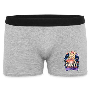 Heute zählt nur Kuchen – Party-Alpaka - Männer Boxer Shorts - Grau meliert - Vorne