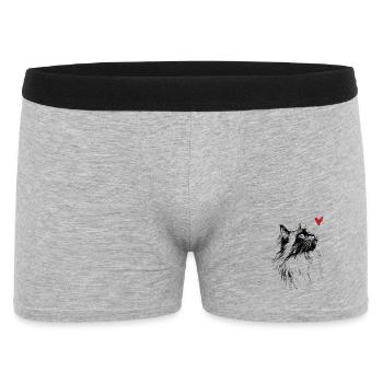 Cat Watercolor Heart Cat Gift - Men's Boxer Shorts - heather grey - Front