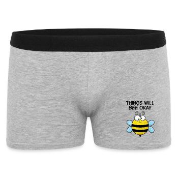 Things Will Bee Okay – Sweet Motivational Bee - Men's Boxer Shorts - heather grey - Front