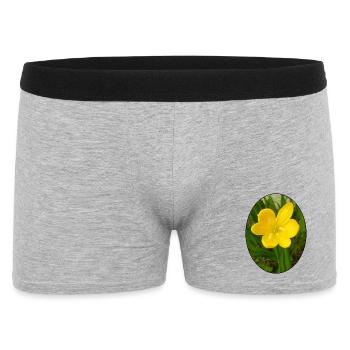 Gelbe Blüte im Vordergrund - Männer Boxer Shorts - Grau meliert - Vorne