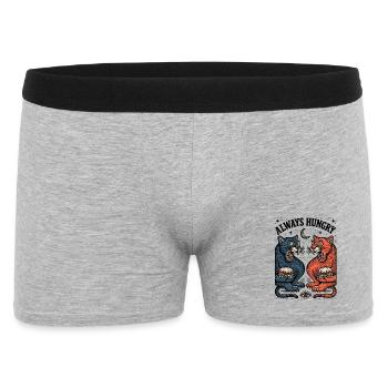 Duo chat toujours affamé avec burger - Boxer Homme - gris chiné - Devant