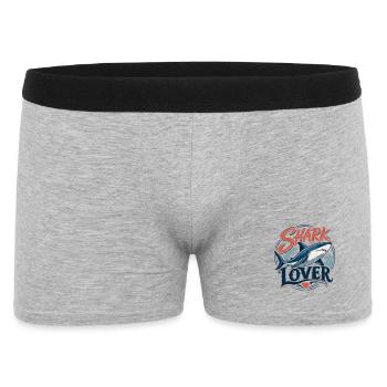 Shark Lover - T-Shirt für Hai-Fans - Männer Boxer Shorts - Grau meliert - Vorne