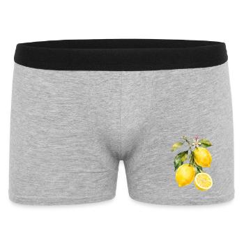 Zitronen Aquarell Motiv - Männer Boxer Shorts - Grau meliert - Vorne