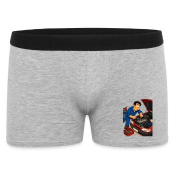 Animierter Mechanismus am Motor - Männer Boxer Shorts - Grau meliert - Vorne