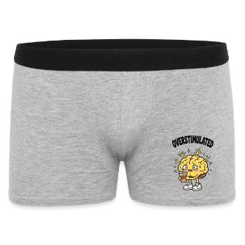 Überreiztes Gehirn braucht Eiskaffee - Männer Boxer Shorts - Grau meliert - Vorne