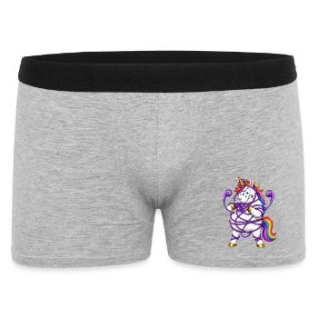 Einhorn in Ohrhörern verheddert - Männer Boxer Shorts - Grau meliert - Vorne