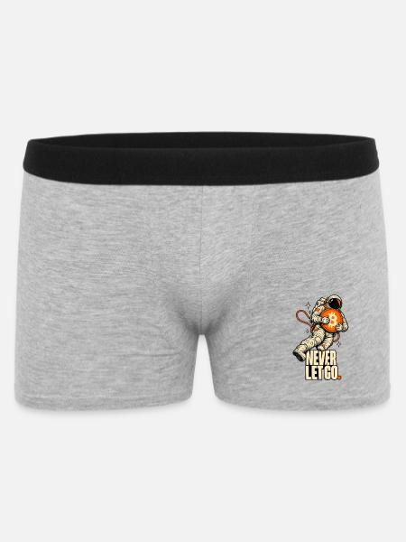Bitcoin-Astronaut – Never Let Go - Männer Boxer Shorts - Grau meliert