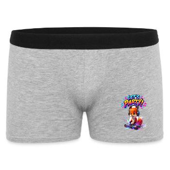 Fox DJ: Lasst uns feiern - Männer Boxer Shorts - Grau meliert - Vorne