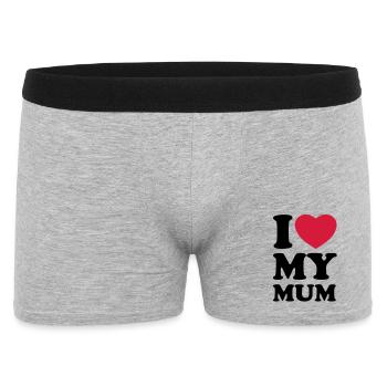 I love my mum - Ich liebe meine Mama - Männer Boxer Shorts - Grau meliert - Vorne
