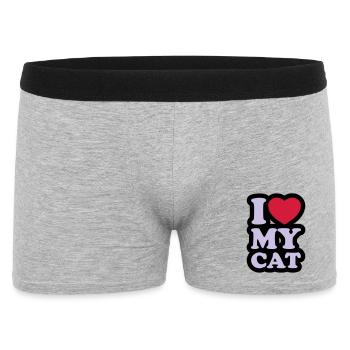 I love my cat - J'aime mon chat - Boxer Homme - gris chiné - Devant