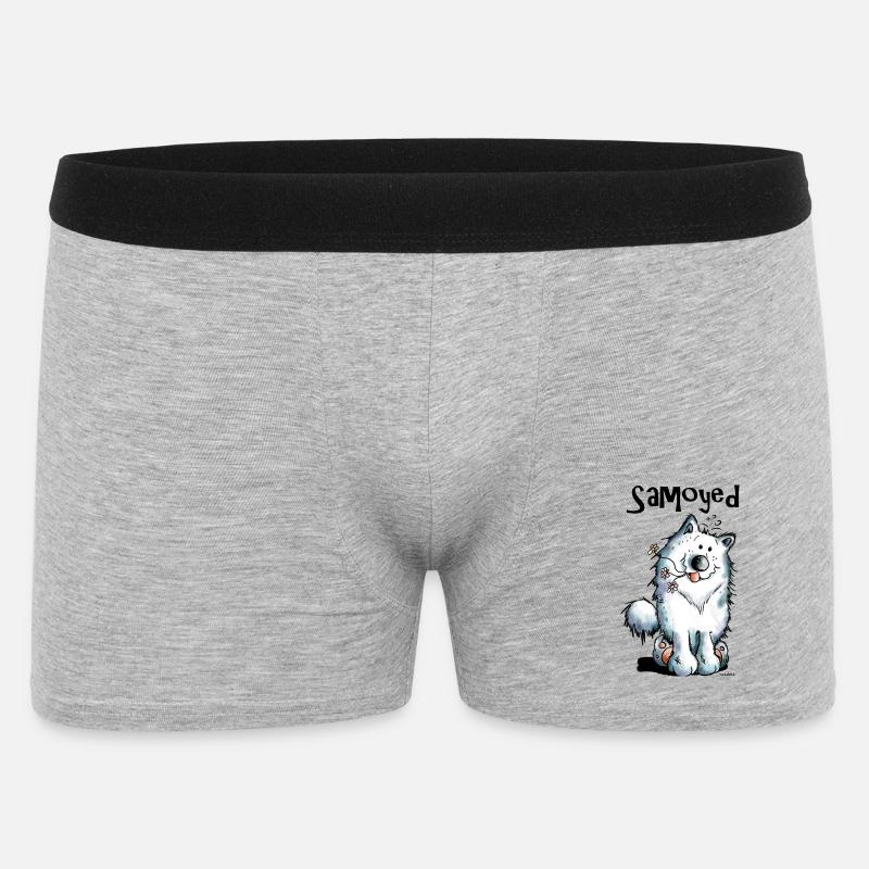 Lustiger Samojede - Männer Boxer Shorts - Grau meliert