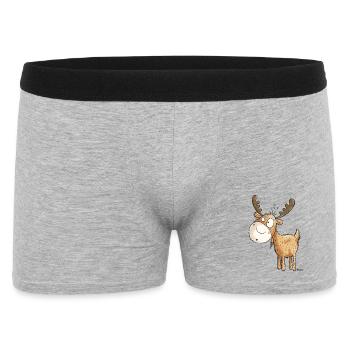 Witziger Elch - Elche - Hirsch - Reh - Geschenk - Männer Boxer Shorts - Grau meliert - Vorne
