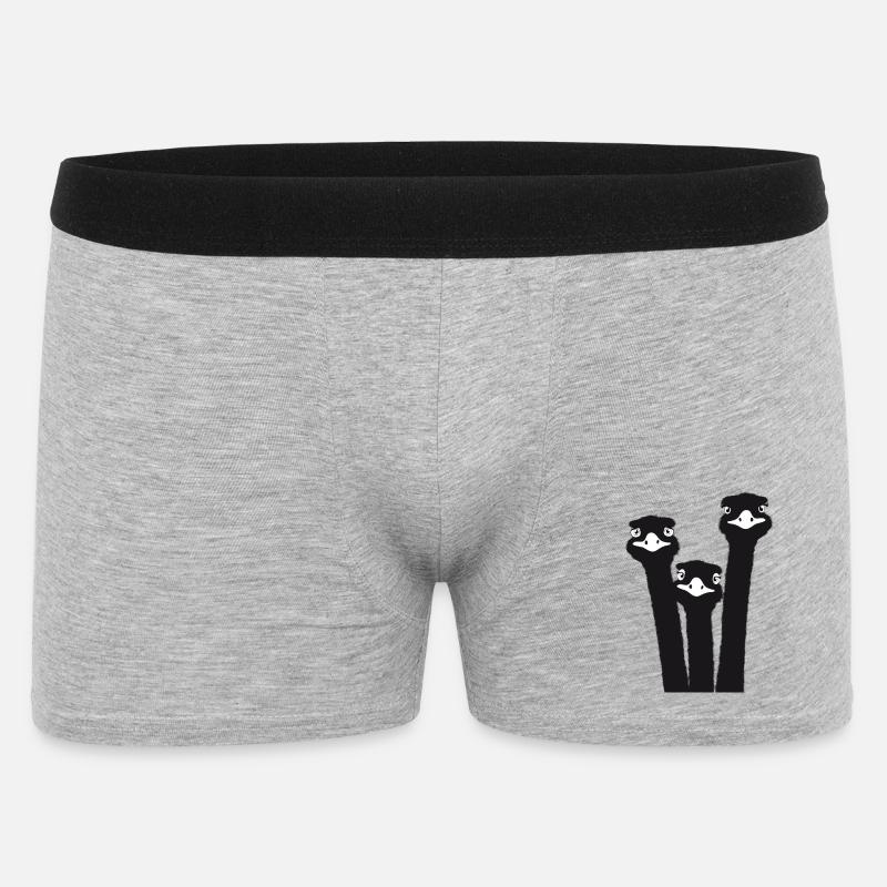Nandu, Straußenkopf, Emu, Strauß - Männer Boxer Shorts - Grau meliert