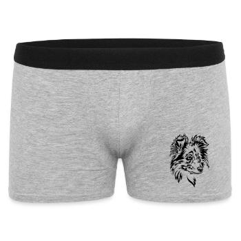Sheltie Kopf - Männer Boxer Shorts - Grau meliert - Vorne