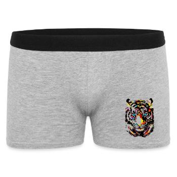 Colorful Tiger - Yellow Tiger Head - Tiger Drawing - Men's Boxer Shorts - heather grey - Front