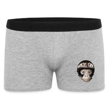 Chimpanzee with retro motorcycle helmet and goggles - Men's Boxer Shorts - heather grey - Front