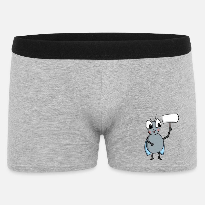 Fliege mit Schild - Männer Boxer Shorts - Grau meliert