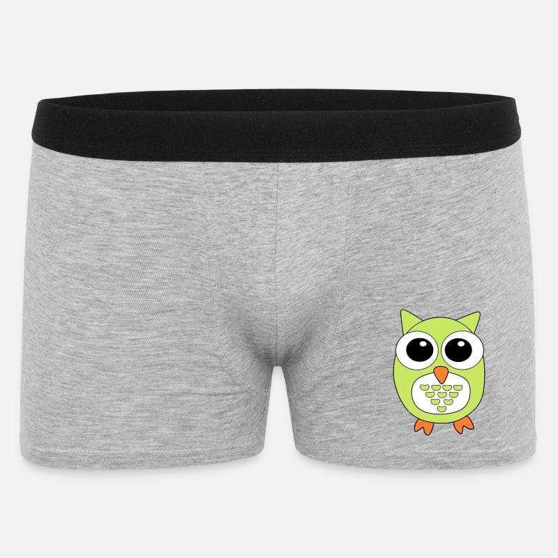 Eule grüne Eule - Männer Boxer Shorts - Grau meliert