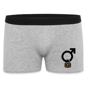 Herren mit Vorhängeschloss - Männer Boxer Shorts - Grau meliert - Vorne