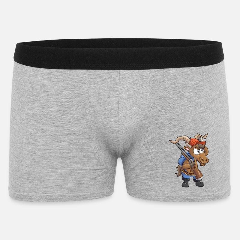 Steinbock Jäger / Steinbock mit Jagdgewehr - Männer Boxer Shorts - Grau meliert