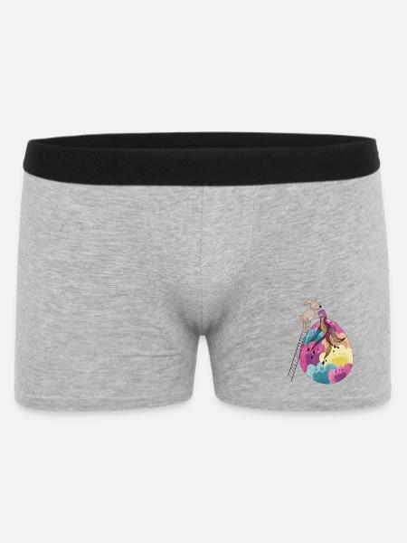 Osterhase & Osterei Bunte Illustration - Männer Boxer Shorts - Grau meliert