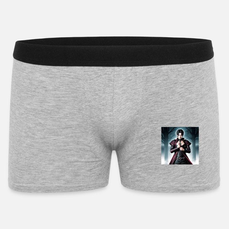 Gothic Vampirheld im Mantel - Männer Boxer Shorts - Grau meliert