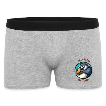 Loup et Hamburger | citation une faim loup humour - Boxer Homme - gris chiné - Devant