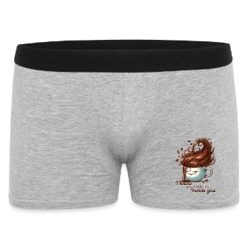 Kaffee Tasse witzig Geschenk - Männer Boxer Shorts - Grau meliert - Vorne