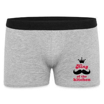 Kochschürze mit lustigem Spruch - Männer Boxer Shorts - Grau meliert - Vorne