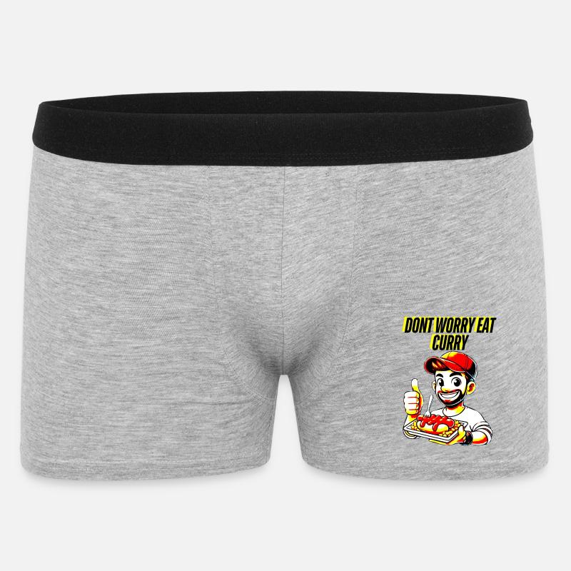 Curry Liebe und alles wird gut - Männer Boxer Shorts - Grau meliert