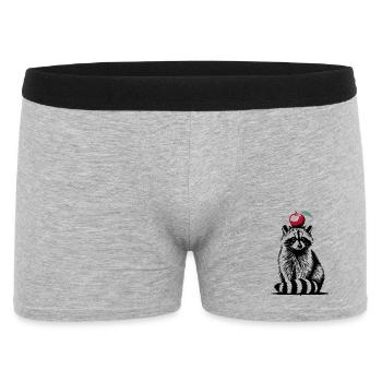Raccoon with Apple – Playful Stencil Design - Men's Boxer Shorts - heather grey - Front