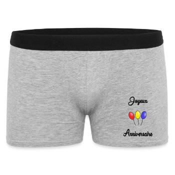 ANNIVERSAIRE. HAPPY BIRTHDAY. JOYEUX ANNIVERSAIRE - Boxer Homme - gris chiné - Devant