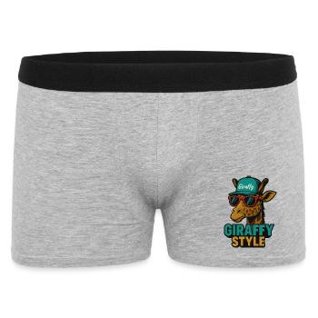 Giraffy Style Giraffe mit Cap - Männer Boxer Shorts - Grau meliert - Vorne