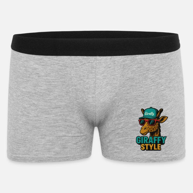 Giraffy Style Giraffe mit Cap - Männer Boxer Shorts - Grau meliert