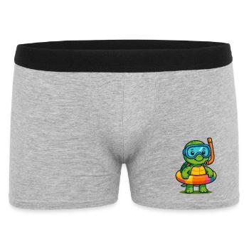 Verspielte Schildkröte in Schnorchelausrüstung - Männer Boxer Shorts - Grau meliert - Vorne
