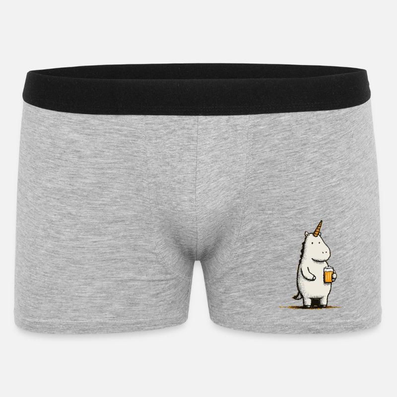 Süßes Einhorn mit Bierglas - Männer Boxer Shorts - Grau meliert