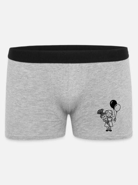 School enrollment girl with school cone - Men's Boxer Shorts - heather grey
