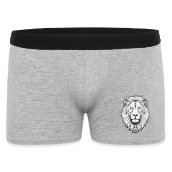 Majestueuse tête de lion au design monochrome - Boxer Homme - gris chiné - Devant