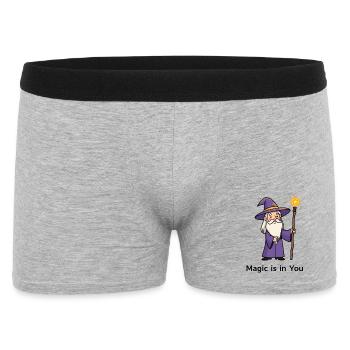 Cartoon Magier – Magic Is In You - Männer Boxer Shorts - Grau meliert - Vorne
