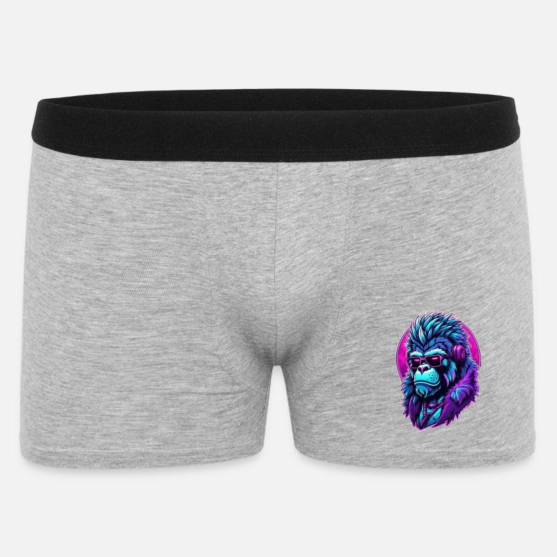 Berauschter Gorilla mit Kopfhörern - Männer Boxer Shorts - Grau meliert