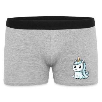 Einhorn Halloween Geist - Männer Boxer Shorts - Grau meliert - Vorne